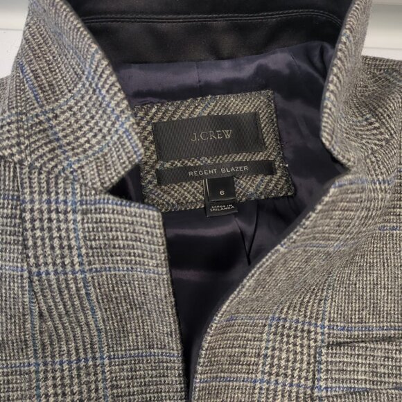 J. Crew Women's Regent Blazer Size 6 Gray Glen Plaid Wool Business Casual Office - Picture 3 of 12